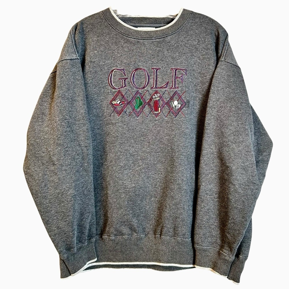 Vintage Golf McC Sportswear Men's Gray Pullover Sweatshirt Size XL Embroidered